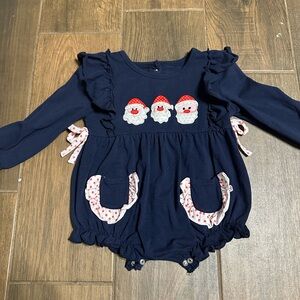 Navy Blue Baby Romper with Santa Design